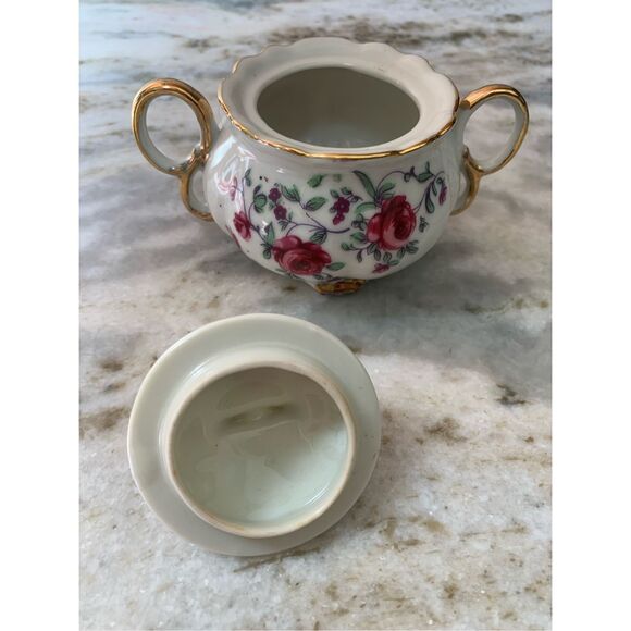 Pink China Vintage Floral Cream and Sugar Bowl #coffee #tea #roses - Picture 5 of 8